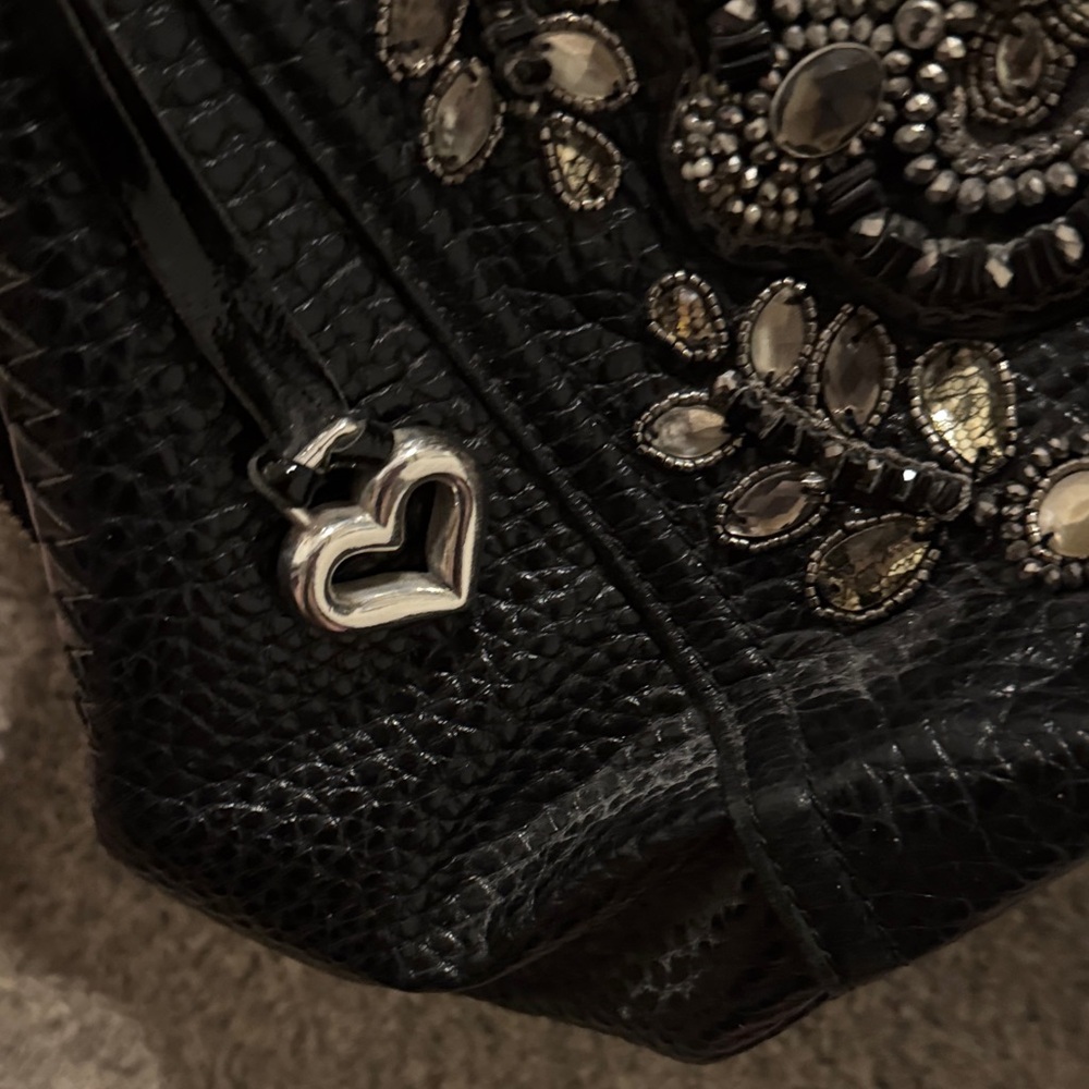 Brighton Black Shoulder Bag with Silver Embellishments - Picture 2 of 8
